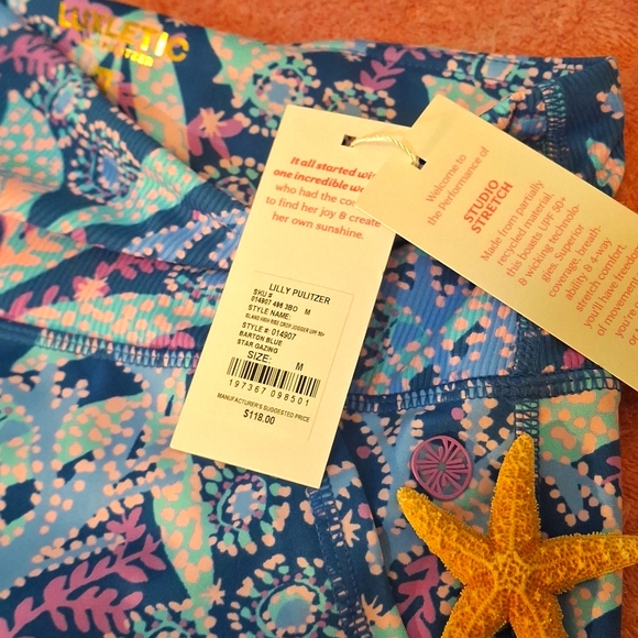 Lilly Pulitzer Leggings-High Rise Barton Blue Star Gazing NWT Medium - Picture 14 of 14